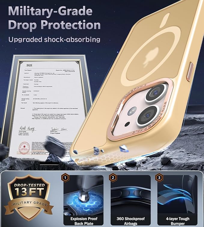 Newfuture Designed for iPhone 11 Case with Strong Magnetic [13 FT Military Drop Protection] [Compatible with Magsafe] Slim Translucent Matte Shockproof with Anti-Fingerprint Phone Case, Creamy Yellow