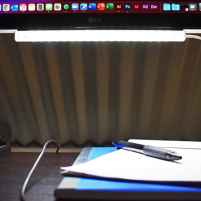 TrueColor USB-Powered LED Light Bar with Frosted Cover for Under Cabinet, Under Monitor, TV Backlight – Easy-Install - Adhesive & Mounting Brackets Included - 100,000 Hours Lifetime (18", Daylight)