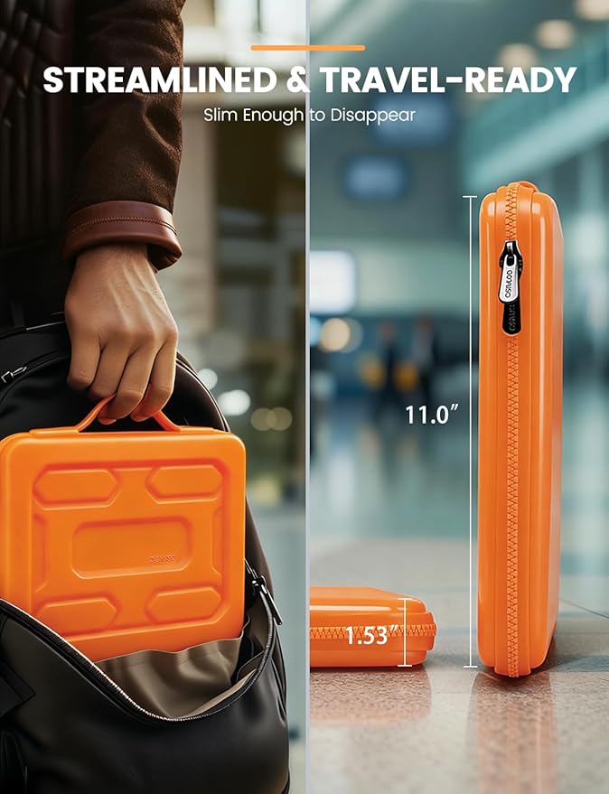 DOMISO 14 inch Laptop Sleeve with Handle Shockproof Computer Bag Waterproof EVA Protective Carrying Case for 14" ThinkPad E480/Yoga 920/13.5" Microsoft Surface Book/HP Pavilion 14 Stream 14, Orange