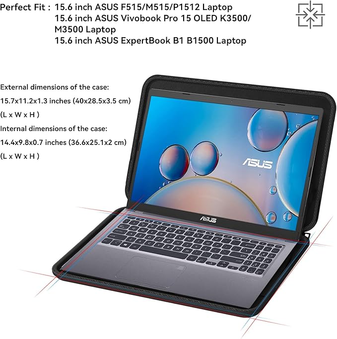 Smatree Hard EVA Protective Sleeve Case Compatible for 15.6 inch ASUS F515/M515/P1512, Vivobook Pro 15 OLED K3500/M3500, ExpertBook B1 B1500 Laptop (A1600)