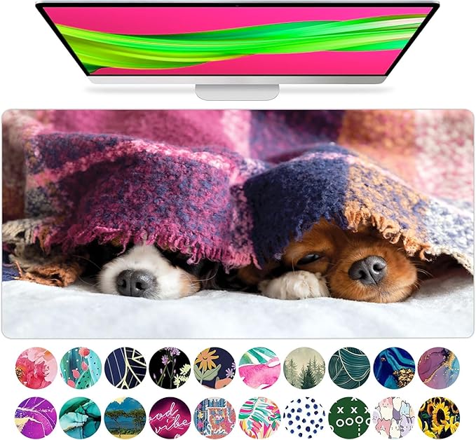 French KOKO Large Mouse Pad, Desk Mat, Keyboard Pad, Desktop Home Office School Essentials College Cute Decor Big Extended Laptop Computer Accessories Mousepad Women Girls XL Dog Doggie Pet Puppy