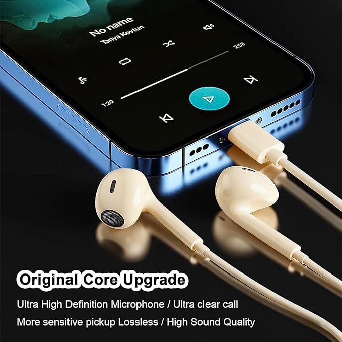 2 Packs USB C Headphones for iPhone 16/15 Phone Earbuds with Microphone & Volume Control HiFi Stereo Type C Earphones for Galaxy S23/S22/S21/S20/Ultra Note 10/20, for Pixel 7/6/6a/5/4,for OnePlus 9 8