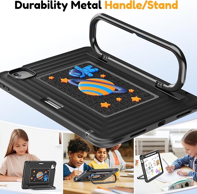 KAIJIAbox Kids-Friendly Case for iPad Air 11" M4/M3/M2, Pro 11" 4th/3rd/2nd/1st Gen, Air 5th/4th - Military-Grade Drop Protection with Metal Handle/Stand, Screen Protector, Pen Holder, Shoulder Strap
