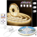 MIWISE COB LED Strip,3000K Warm White 20ft/6.1m,Dimmable Super Bright 24V LED Strip Light,CRI 90+ Flexible Tape Light with RF Remote Timer Function,for Home/Cabinet/Bedroom/TV DIY Lighting Project