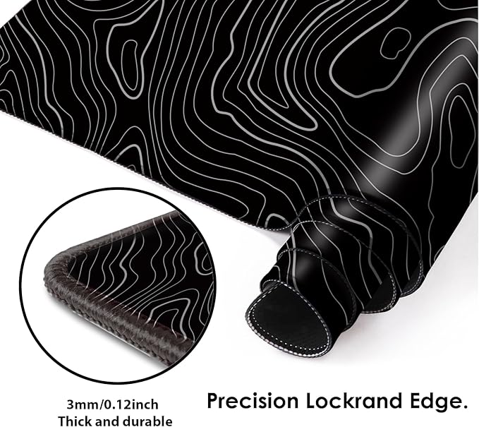 Galdas Mouse Pad For Gaming,XXL XL Large Mouse Mat Long Extended MousePad Desk Mat Non-Slip Rubber Mice Pads Stitched Edges Thin (31.5 x 11.8 x 0.12 Inches) Topographic Map