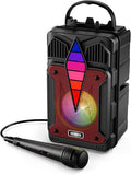 Portable Bluetooth Speaker with Voice-Controlled RGB Multi-Color Rhythm Lights, Supports TWS/USB/TF/FM/AUX, Suitable for Home Party or Outdoors (Red)