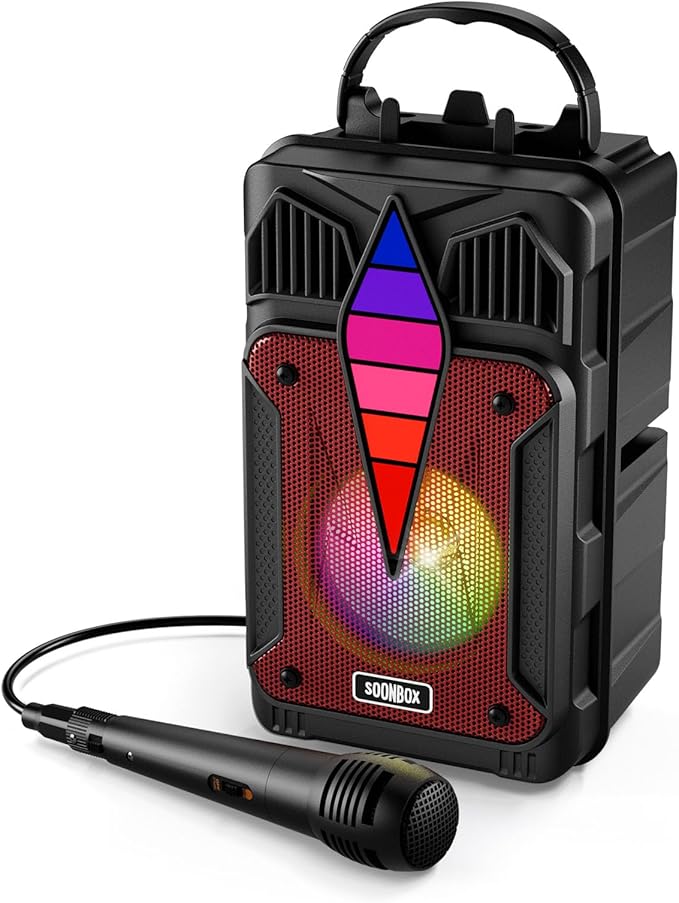 Portable Bluetooth Speaker with Voice-Controlled RGB Multi-Color Rhythm Lights, Supports TWS/USB/TF/FM/AUX, Suitable for Home Party or Outdoors (Red)