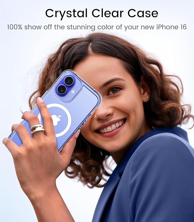 Mkeke Magnetic Designed for iPhone 16 Case Clear, [Compatible with Magsafe] [Not Yellowing] [Military-Grade Drop Protection] Clear Phone Cases for Apple iPhone 16 with Shockproof Bumper 2024