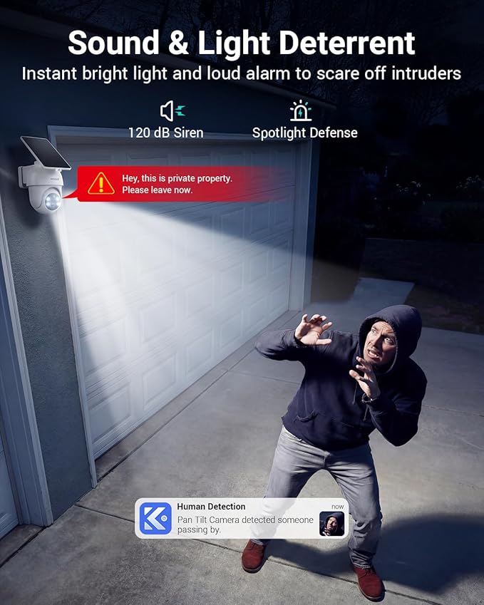 ANSQUE Security Cameras Wireless Outdoor Home System, 4 Camera Kit, No Subscription Fees, Solar Powered, Local Storage, 365-Day Battery Life, 360°PTZ Surveillance, Auto Tracking, 2K Color Night Vision