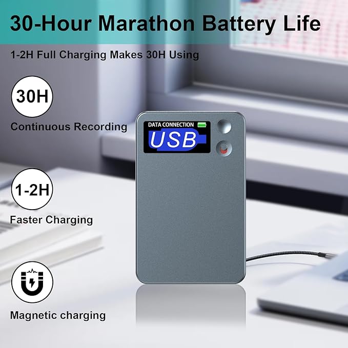 AI Voice Recorder, Transcribe & Summarize by ChatGPT, Digital Recorder Device for Lectures, Meetings, Calls, Support 107 Languages, 64GB Memory