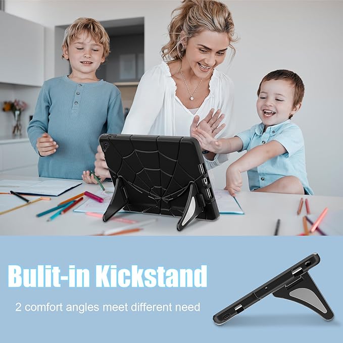 AKABEILA Compatible with Apple iPad 9.7 5th/6th(2017/2018)/iPad Air 2/iPad Pro 9.7 Tablet Case，Lightweight Shockproof Rugged Protective Cover with Kickstand for Kids Children Boys Babies Black