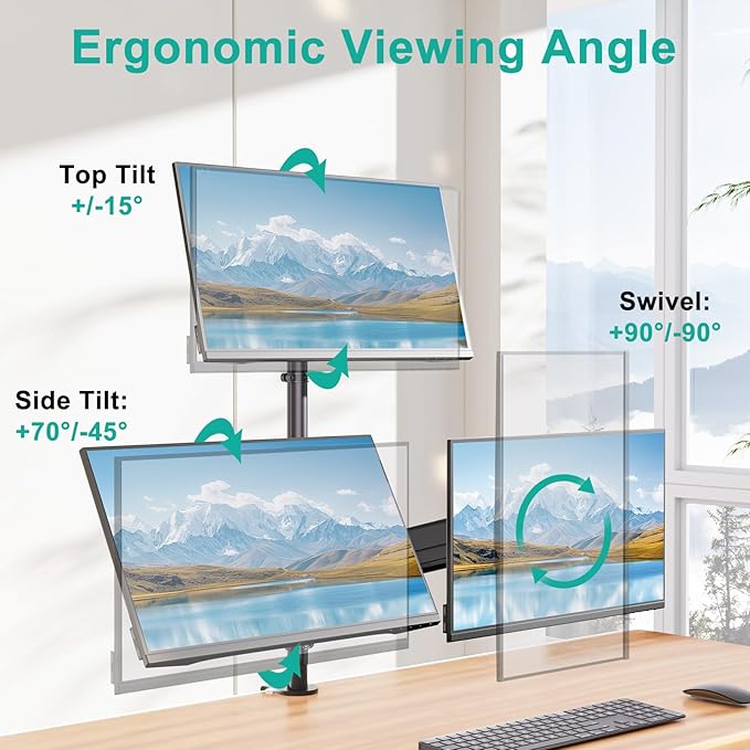 WALI Triple Monitor Mount for 13-27 inch Screens, Taller 3 Monitor Desk Mount, up to 19.8lbs, 31.9 inch Height Max, Adjustable Triple Monitors Stand, VESA 75/100mm (GSDM003S), Black