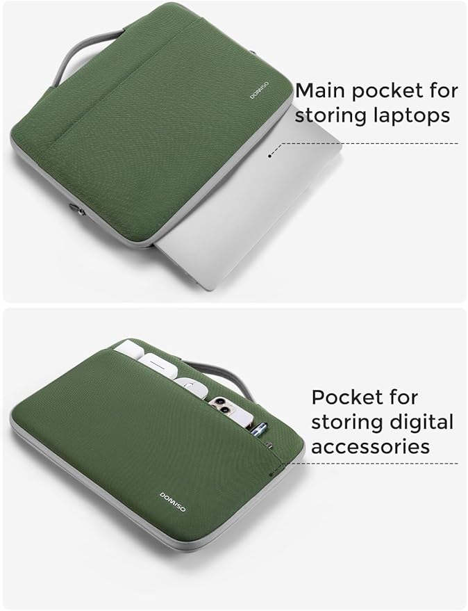 DOMISO 17.3 inch Laptop Case Sleeve Protective Cover Compatible with 17.3 inch HP Pavilion Envy 17/Lenovo IdeaPad/Acer/ASUS/Dell/Alienware/LG Gram,Water Resistant Computer Bag,Avocado Green