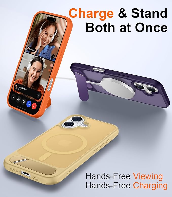 Magnetic Compatible with iPhone 16 Plus Case, [Built-in Invisible Kickstand][Compatible with MagSafe][Military Grade Shockproof] Slim Translucent Matte Phone Case for iPhone 16 Plus 6.7"