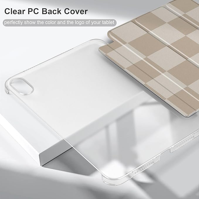 DONGKE for iPad mini 7 (A17 Pro) 2024 & iPad mini 6 2021 8.3 Inch, Slim Foldable Stand Hard PC Translucent Back Shell Smart Cover for iPad mini 7th/6th Generation [Auto Wake/Sleep] - Chessboard