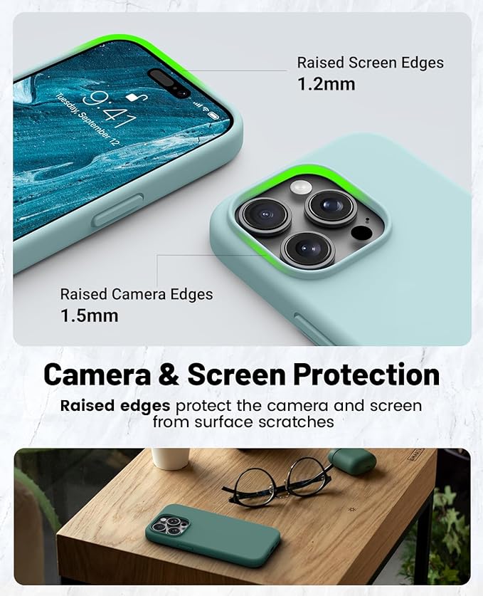 OTOFLY for iPhone 15 Pro Case [Compatible with MagSafe] Full-Body Silicone Shockproof Slim Thin Phone Case for iPhone 15 Pro 6.1 inch (Mint Green)