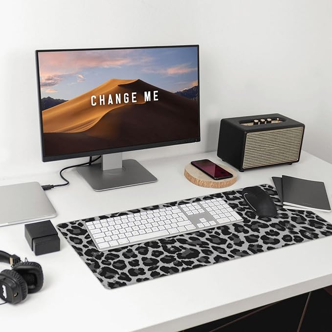 Leopard Skin Pattern Large Extended Mouse Pads XL Mousepad with Stitched Edges Non-Slip Rubber Base Computer Keyboard Pad Desk Mat for Home Office Desk Decor, 29.5" X 15.8"