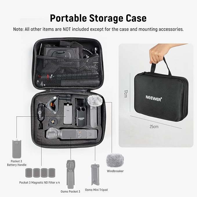 NEEWER Basics 16 in 1 Accessories Kit Compatible with DJI OSMO Pocket 3, Mini Tripod Selfie Stick Chest Strap Magnetic Neck Mount Extension Adapter Mountaineering Cycling Dual Cam Vlog, GP-52