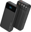 Portable Charger, 20000mAh 22.5W Fast Charging Power Bank with 4 Built-in Cables, Travel Essentials External Battery Pack with LED Display, 6 Outputs Charging Bank for iPhone, iPad, Samsung etc Black