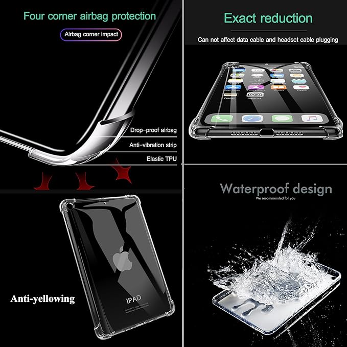 Clear TPU Back Case for iPad mini 5/4/3/2/1 Cover 7.9" (iPad mini 5th/4th/3rd/2nd/1st Generation) Shockproof Case [Reinforced Corners Protection] Slim Lightweight Transparent Shell, Clear