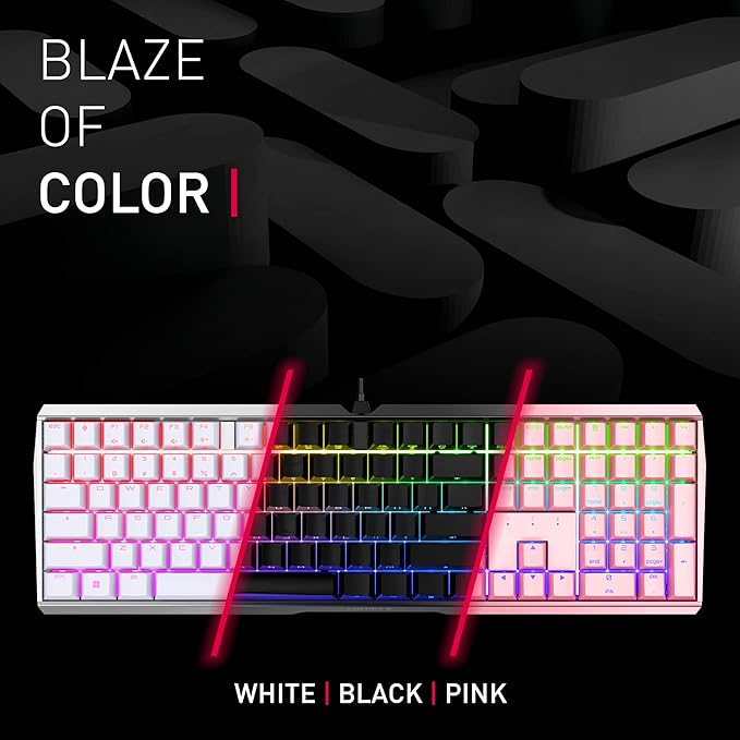 Cherry MX 3.0S, Wired Mechanical Gaming Keyboard, Robust Aluminum Housing, RGB-Lighting, Full Key Rollover, Anti Ghosting, MX RED Switches, White