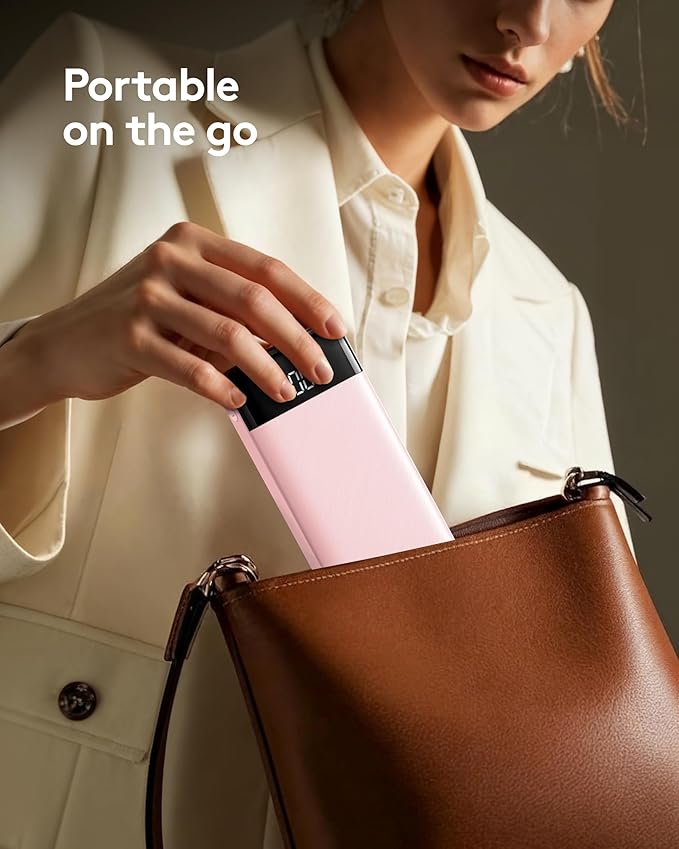 Orfeika Portable Phone Charger, 10000mAh Portable Charger Power Bank with Built-in Cables, Travel Essential Battery Pack Compatible with iPhone, Samsung, Google, iPads, Tablets, etc