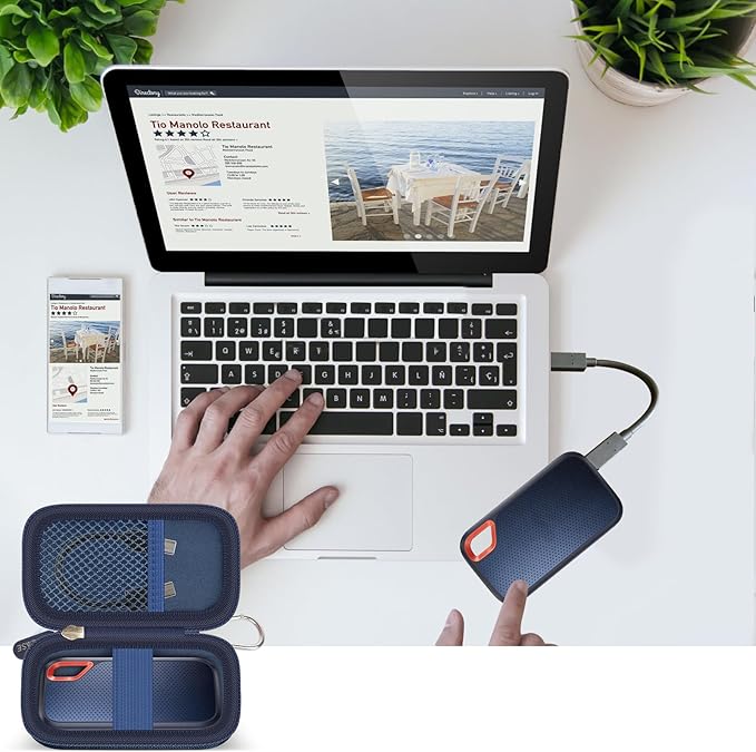 GWCASE Hard Case for SanDisk Extreme Portable SSD 1TB 2TB 4TB 8TB 500GB, External for Solid State Drive Travel Carrying Holder with Mesh Pocket for USB Cables & SD Cards(Bag Only)-Dark Blue