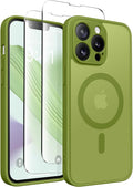 CAPRARO CAPRRO Magnetic for iPhone 13 Pro Max Case, [Compatible with MagSafe] [Full Camera Protection] Shockproof Protective Slim Translucent Matte Phone Case for iPhone 13 Pro Max 6.7'', Cedar Green