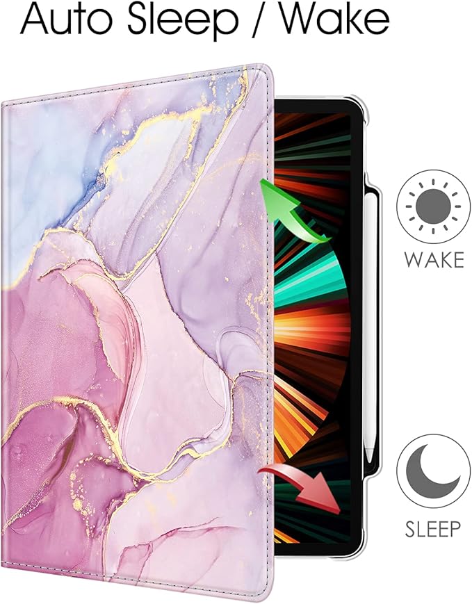 Fintie Rotating Case for iPad Pro 12.9-inch 6th Generation 2022-360 Degree Swiveling Protective Cover with Pencil Holder, Auto Sleep/Wake, Also Fit iPad Pro 12.9" 5th/4th/3rd Gen, Dreamy Marble