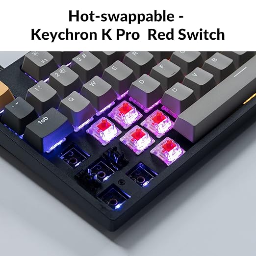 Keychron C1 Pro Wired Mechanical Keyboard TKL Layout, QMK Programmable RGB Backlit with Hot-swappable K Pro Red Switch, OEM Profile Double-Shot PBT Keycaps Compatible for Mac Windows Linux
