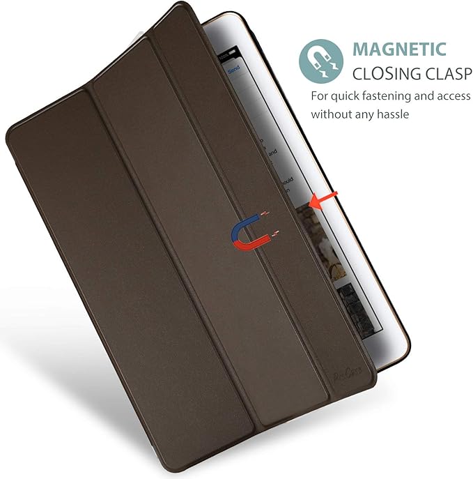 ProCase Smart Case for iPad 9.7 Inch iPad 6th/5th Generation 2018 2017(Model: A1893 A1954 A1822 A1823), Ultra Slim Lightweight Stand Cover with Translucent Frosted Back -Brown