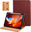 DTTO for iPad Pro 11 inch Case (M5/M4) 2025/2024, Premium Leather Business Folio Stand Cover with Pencil Holder - Auto Wake/Sleep and Multiple Viewing Angles, Burgundy Red
