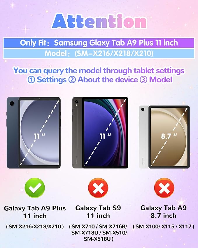 Uppuppy for Galaxy Tab A9 Plus Case 11 Inch - Cute Cartoon PK Unicorn Women Girls Teen for Samsung A9 Plus Tablet Case with Rotating Stand & Strap Soft Silicone A9+ Funda