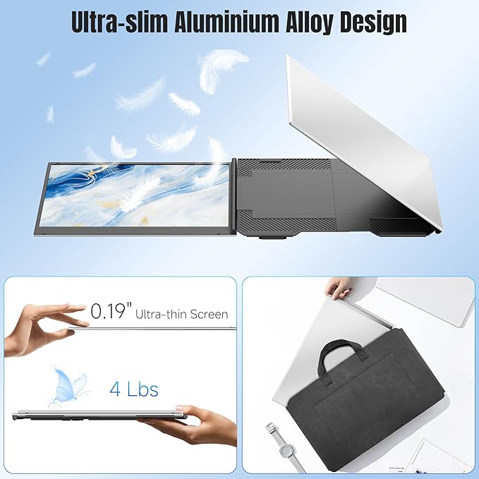 KEFEYA Laptop Screen Extender 15.6", FHD 1080P Portable Triple Monitor for Laptops 13-17.3", 0.16" Ultra-Thin Dual Laptop Monitor Extender for Windows/Mac/Dex/Chrome/Surface, Plug n Play