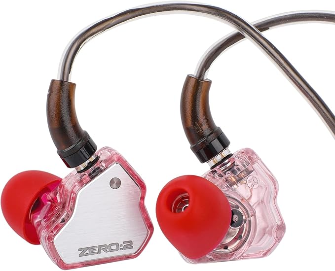 Linsoul 7Hz x Crinacle Zero:2 in Ear Monitor, Updated 10mm Dynamic Driver IEM, Wired Earbuds Earphones, Gaming Earbuds, with OFC IEM Cable for Musician (with MIC, Pink)
