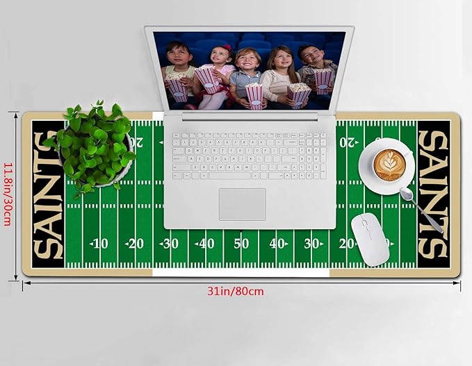 Large Gaming Mouse Pad, Mousepad with Non-Slip Rubber Base for Laptop Computer Desktop Keyboard,Football Fans Boy Husband Gift Gold Design Mat