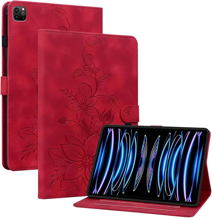 Case for iPad Pro 12.9 inch 6th/5th/4th/3rd Generation 2022/2021/2020/2018, Auto Wake/Sleep Supports Pencil Pro and Pencil(USB-C) Magnetic Clasp Stand, Red