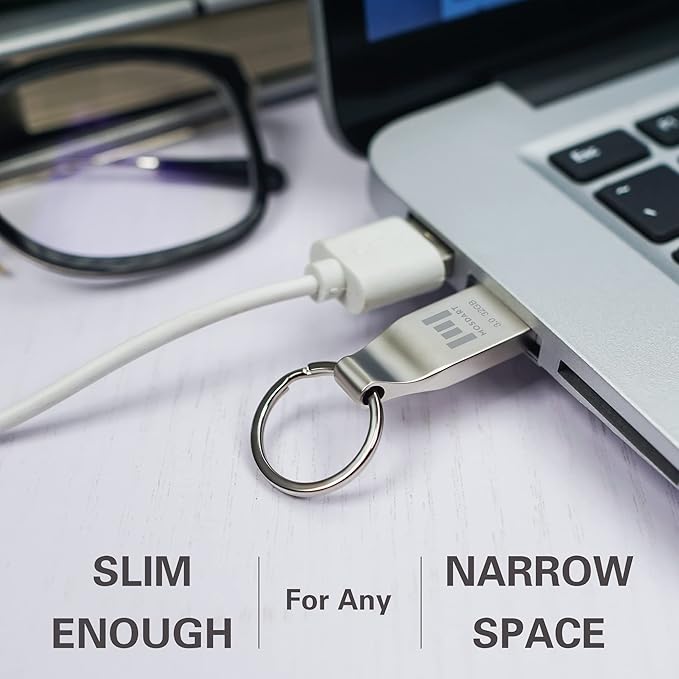 MOSDART 32GB Waterproof USB3.0 Flash Drive, Speed Up to 90MB/S, FAT32 Metal Memory Stick with Keychain, for System Back, Data Storage, Silver