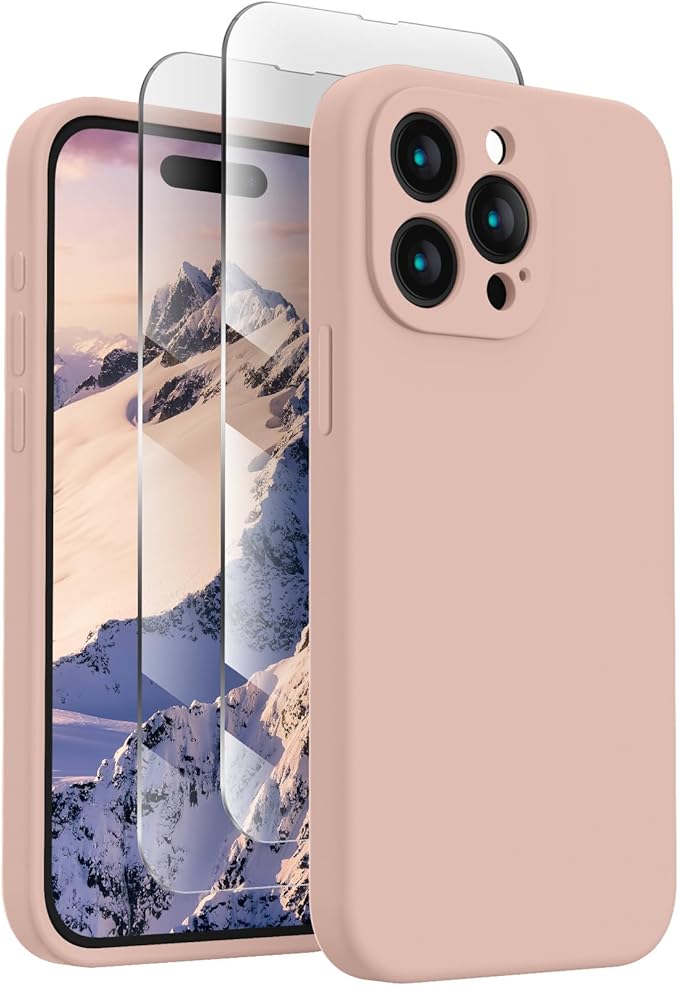 FireNova Designed for iPhone 15 Pro Max Case, Silicone Upgraded [Camera Protection] Phone Case, Soft Anti-Scratch Microfiber Lining Inside, 6.7 inch, Pinksand