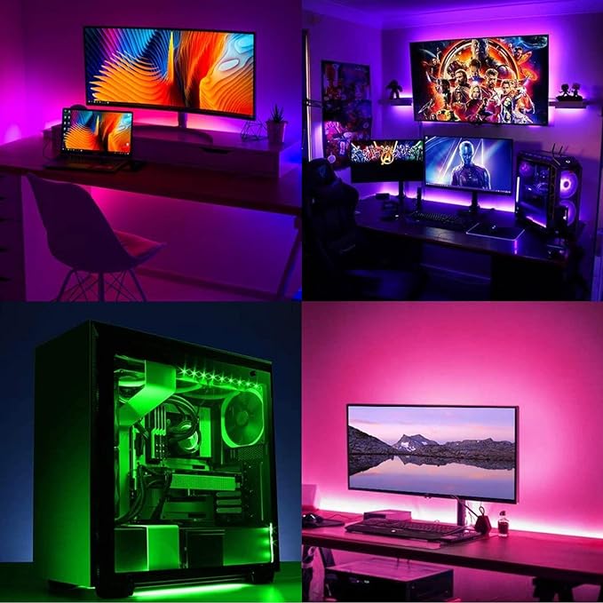 5V USB RGB LED Strip Light USB Powered 13.2ft/4M (2pcs x 6.6ft) 240LEDs Flexible SMD 5050 with Controller Dimmable 19 Dynamic Modes 20 Static Colors No-Waterproof IP20 LED Tape Lights
