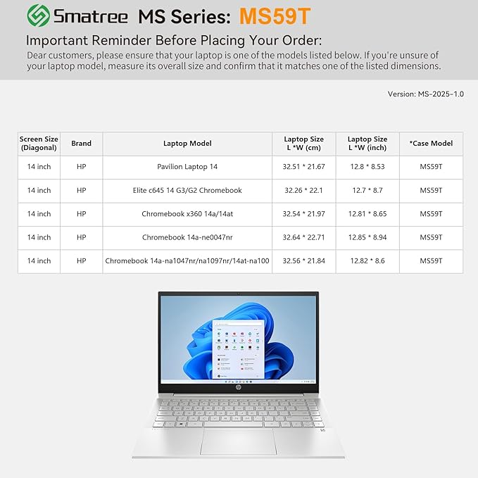Smatree MS59T Hard EVA Protective Sleeve Case with Stand Compatible for 14 inch HP Elite C645 G2 Chromebook/Elite C640 14, for 14inch HP Pavilion Laptop 14-dv2097nr/14-ec1097nr, White