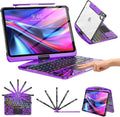 TSQQST Clear Wireless Keyboard Case for iPad Pro 13 Inch M5/M4 2025/2024 with Pencil Holder & Multi-Touch Trackpad, Visible PCB High-Tech Style, 3-Brightness & 7-Color Backlight, 360 Rotatable, Purple