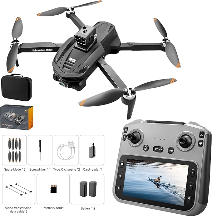 GPS Drone with 4K Camera, 4.5" LCD Display Screen Controller- 3,280ft RC Range, Auto return, Follow Me, Go Home, Gesture Control, One Key Takeoff/Landing, Altitude Hold,led Light ，Professional Quadcopter for Aerial Photography Control and Video Recordi...