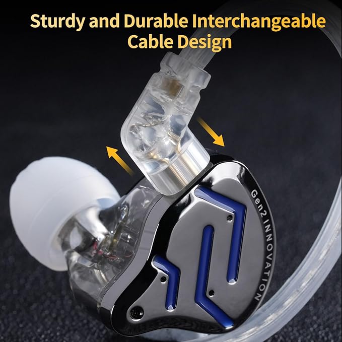 KZ ZSN Pro 2 in-Ear Monitors Headphones Metal Earphones 1BA+1DD Hybrid Technology HiFi Bass Clear Sound IEMs Noise Cancellation Earbuds Wired for Musicians Singer Audiophile(Black,with Mic)