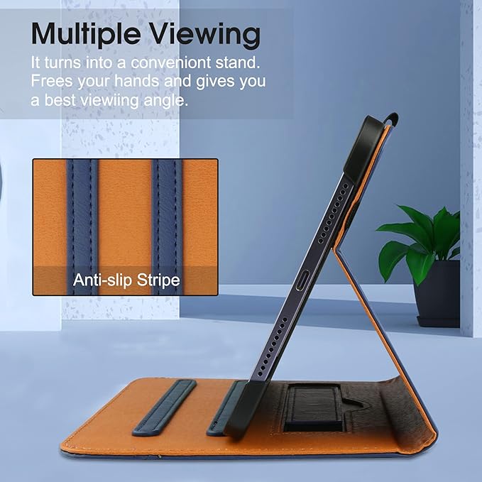 iPad mini 7 Case (A17 Pro) 2024, iPad mini 6 Case 2021, iPad mini 7th/6th Generation Case 8.3 Inch,Premium PU Leather Folio Stand Cover with Pencil Holder and Multi-Viewing Angles（Dark Blue）