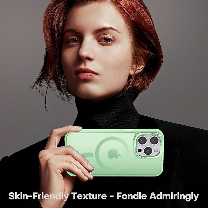 Newfuture Designed for iPhone 13 Pro Max Case with Magnetic [13 FT Military Drop Protection] [Compatible with Magsafe] Slim Translucent Matte Shockproof with Anti-Fingerprint Phone Case, Matcha Green