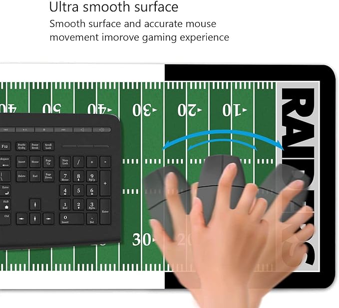 Large Gaming Mouse Pad, Mousepad with Non-Slip Rubber Base for Laptop Computer Desktop Keyboard,Football Fans Boy Husband Gift Black Design Mat