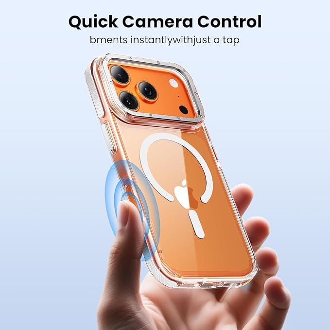Anti-Yellowing Strong Magnetic for iPhone 17 Pro Case with Screen Protector*1 Camera Lens Protector*1,Fits MagSafe,[12FT Military Grade Drop] Slim Thin iPhone 17 Pro Cover 6.3 Inch, Clear White