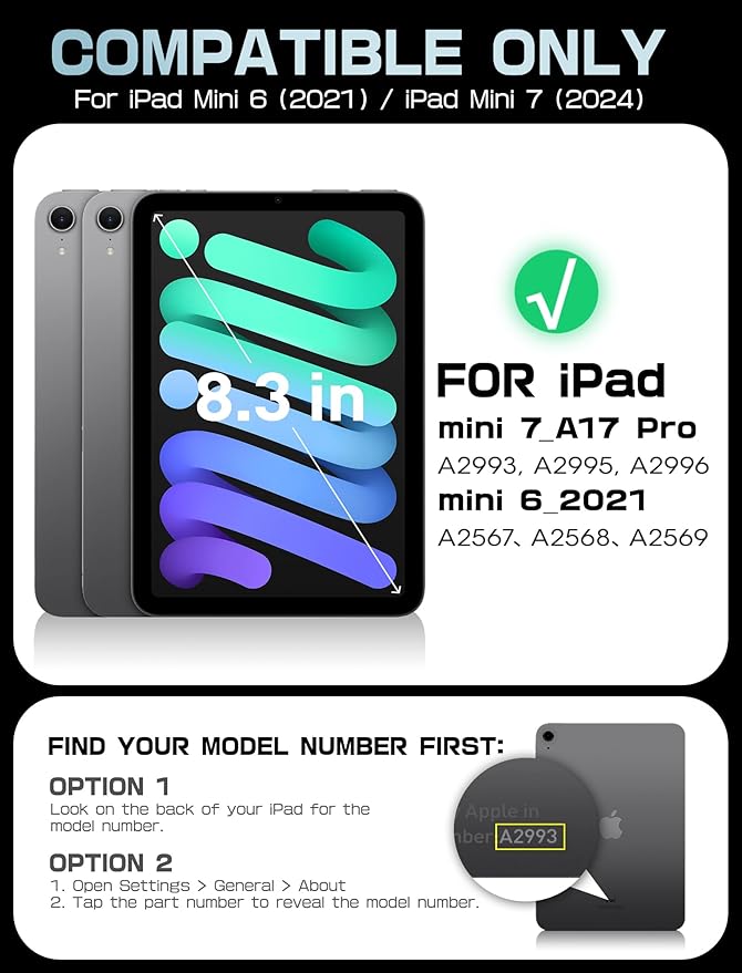 SUPCASE for iPad mini 7 A17 Pro 2024 Case with Stand (Unicorn Beetle Prism), [Anti-Scratch] [Support Apple Pencil Charging] Slim Protective Clear Cover for iPad mini 7th/6th Generation 8.3 Inch, Blue