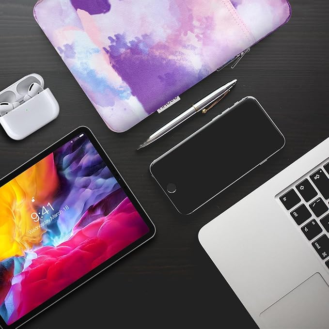 TiMOVO 9-11" Tablet Sleeve Bag for iPad 11-inch A16 2025, iPad 10.9"/10.2"| Air 11 Inch/5th/4th Gen. 10.9", Galaxy Tab A9+/A11Plus 11", Protective Bag Fit Smart Keyboard, Watercolor Purple